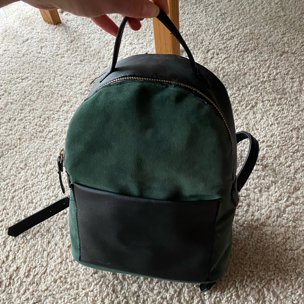 Green Velvet Backpack